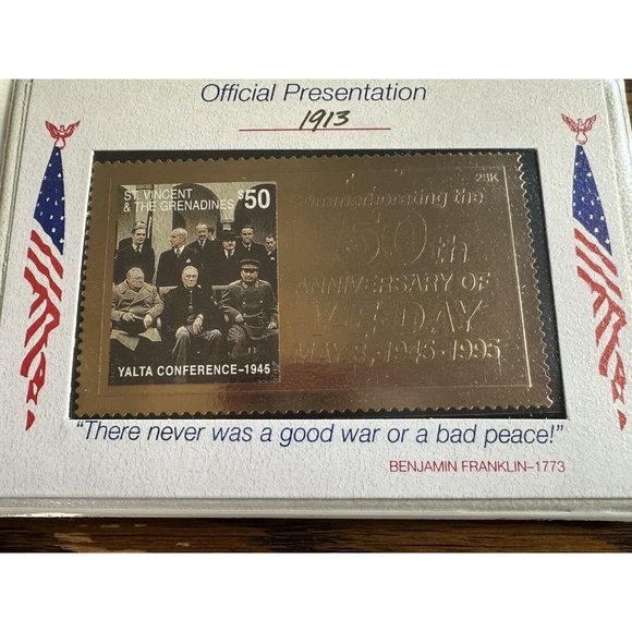 UDPS Other - V-E Day 23K Gold Stamp 1945-1995 Commemorating 50th Anniversary Yalta Conference
